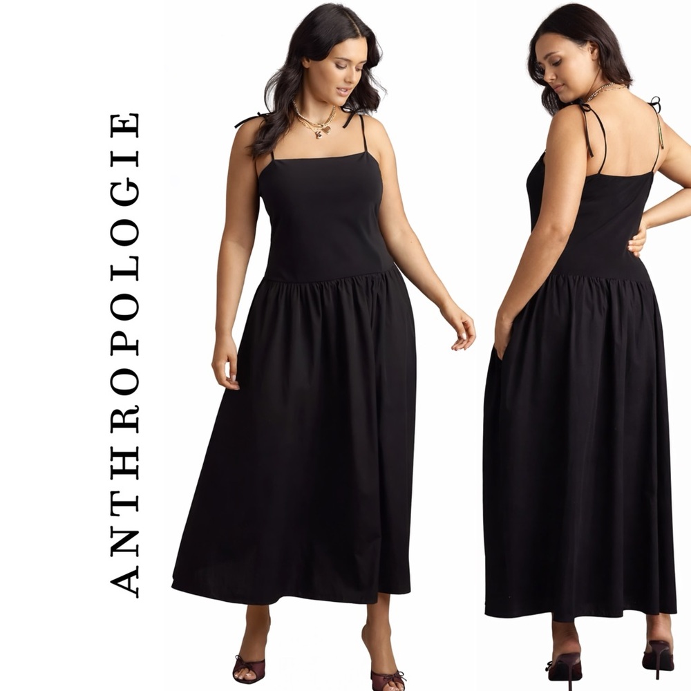 Anthropologie Square-Neck Twofer Midi Dress